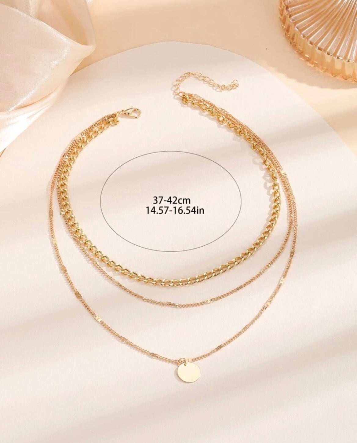 Disc charm layered necklace