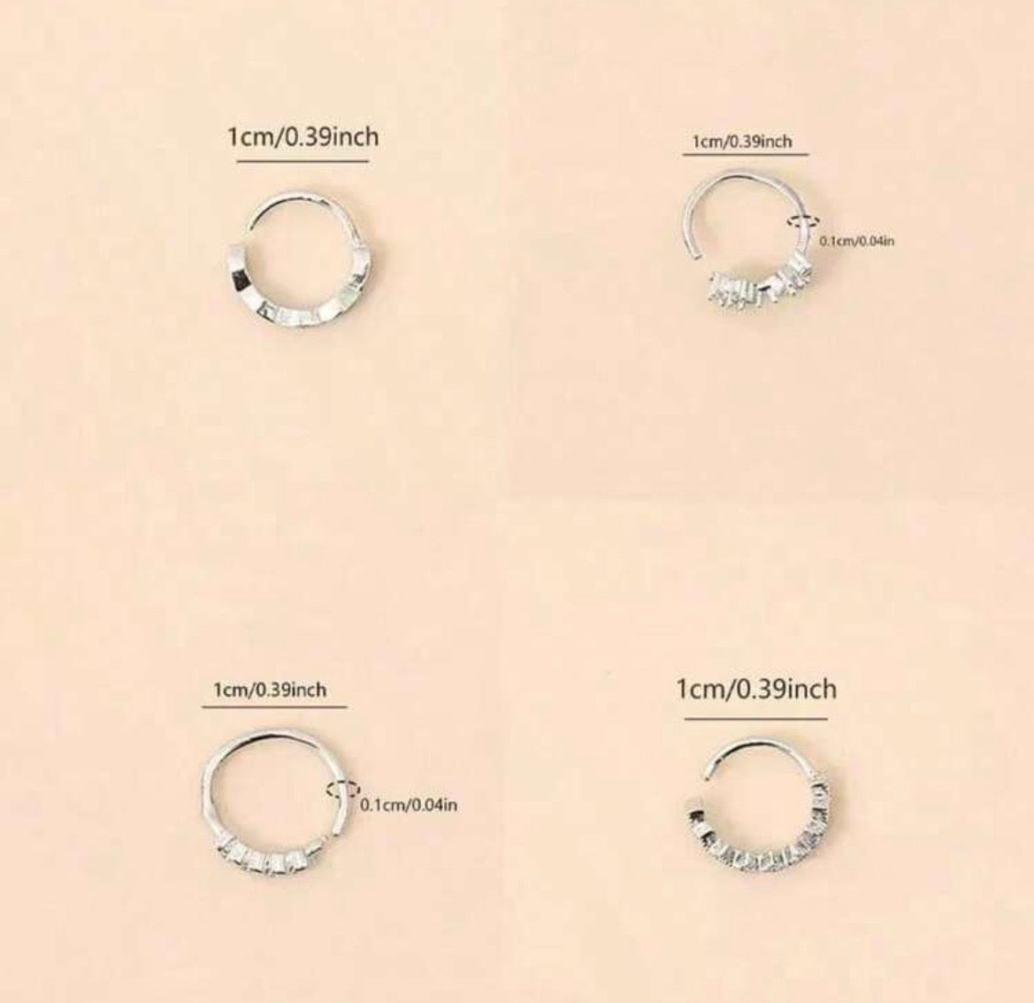 Patterned hoop nose rings