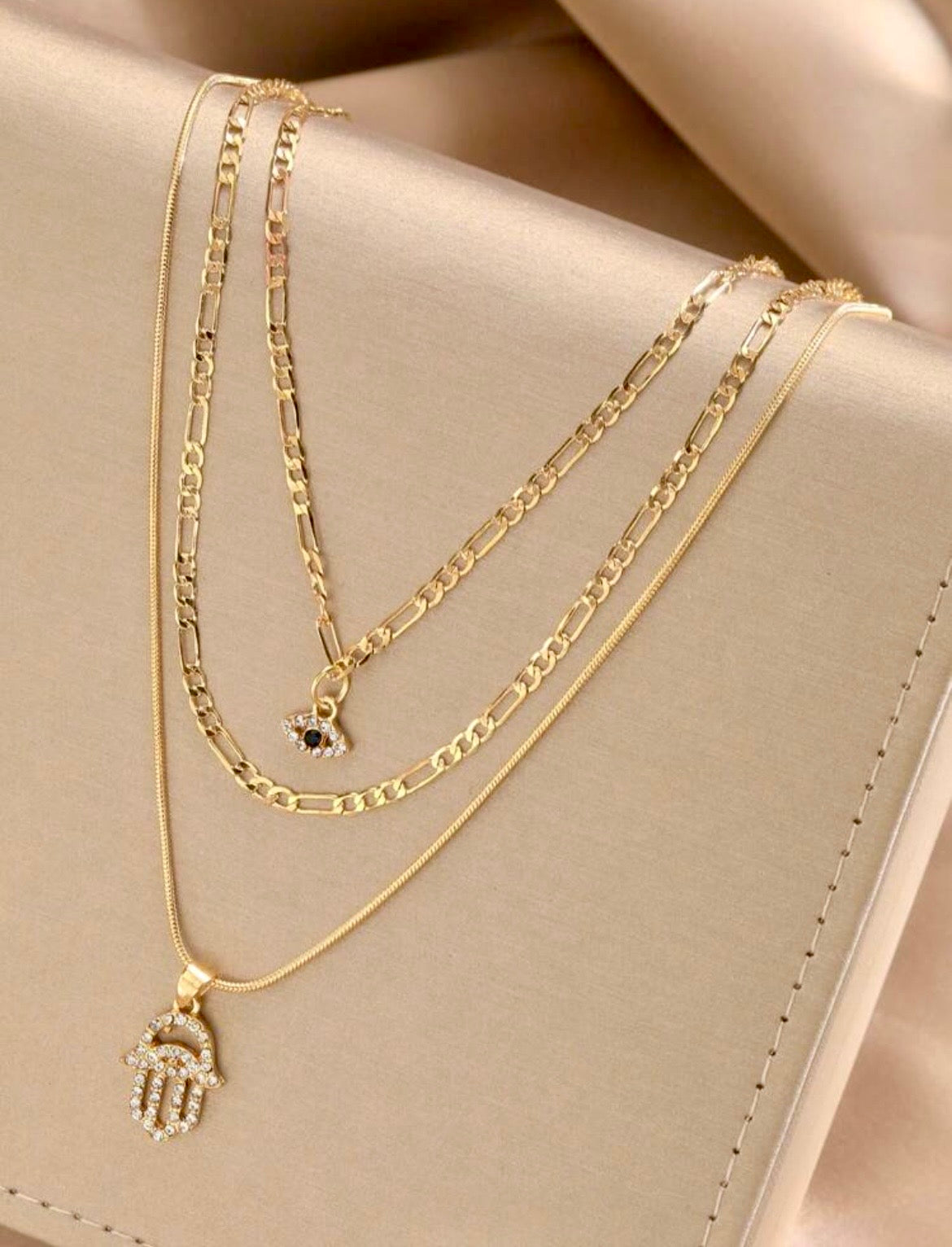 Evil eye multi-layer necklace set