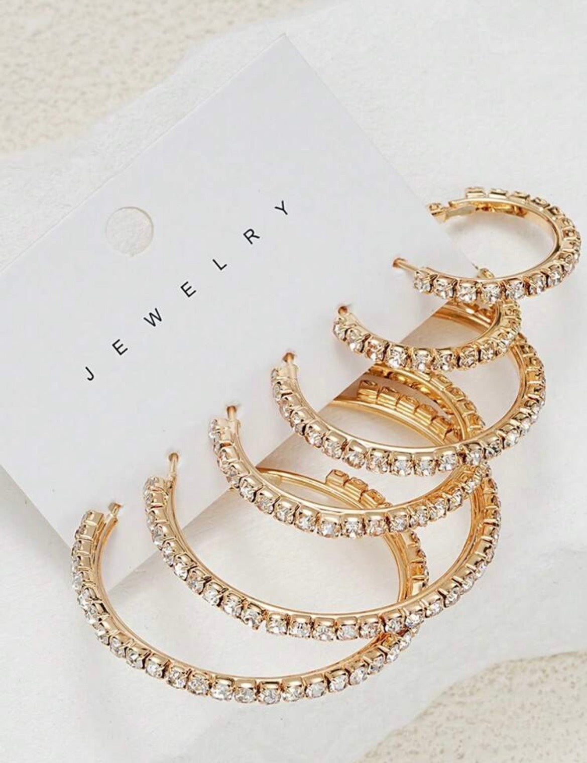 Shiny diamond hoop earrings