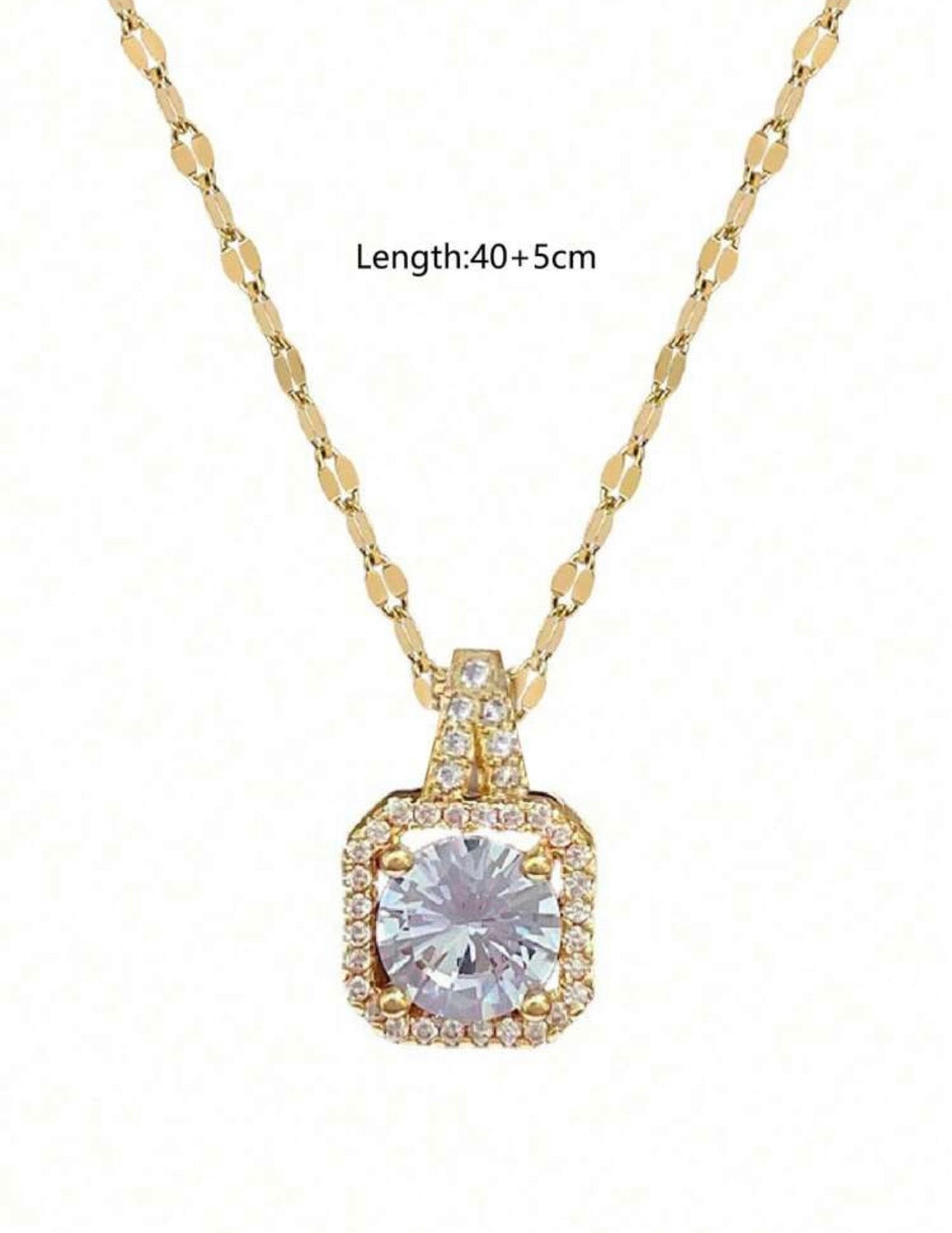 Square diamond bling necklace & earrings set