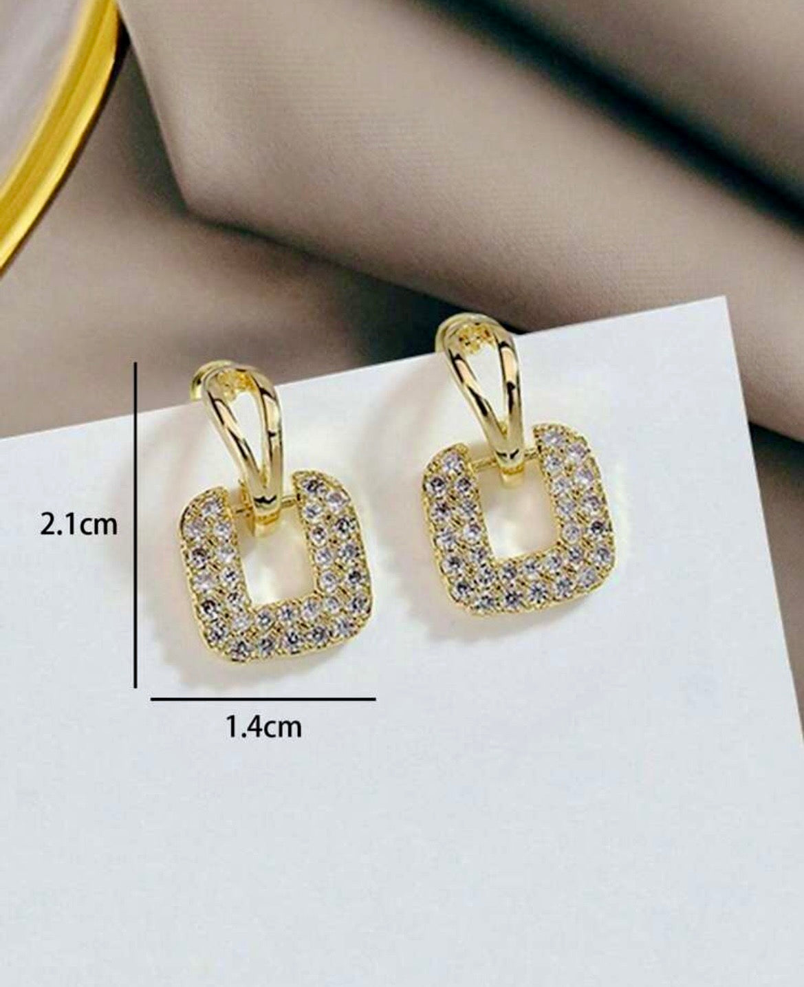 Rhinestone square earrings