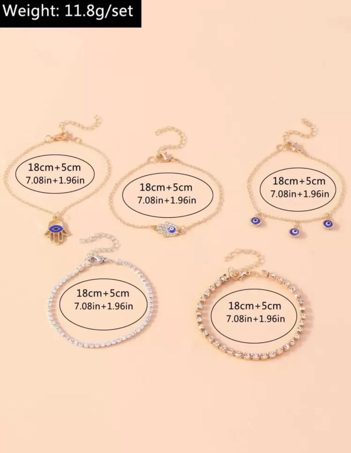 5pcs evil eye bracelet set