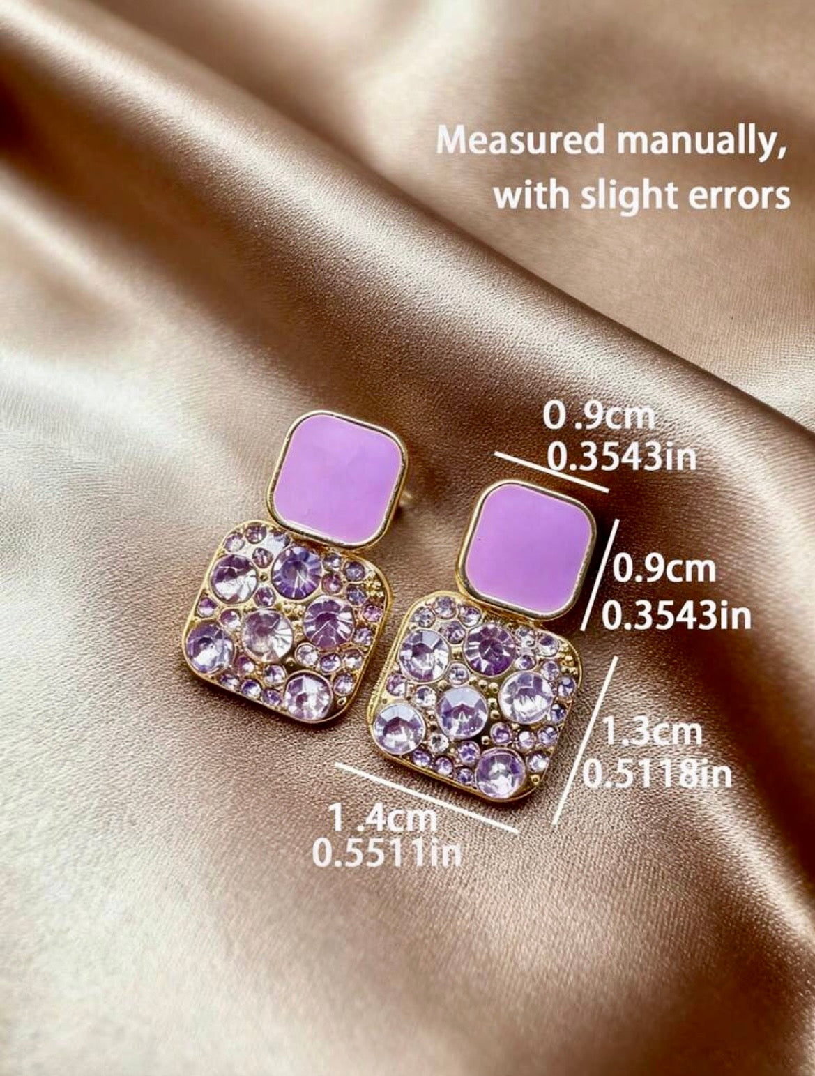 Purple vintage rhinestone earrings