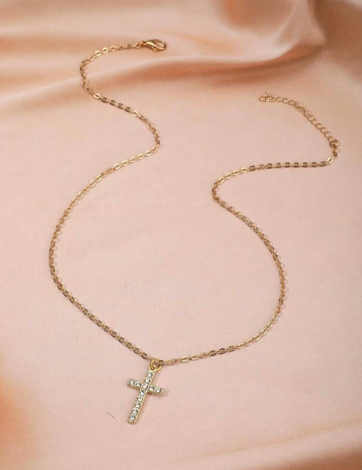 Rhinestone cross necklace