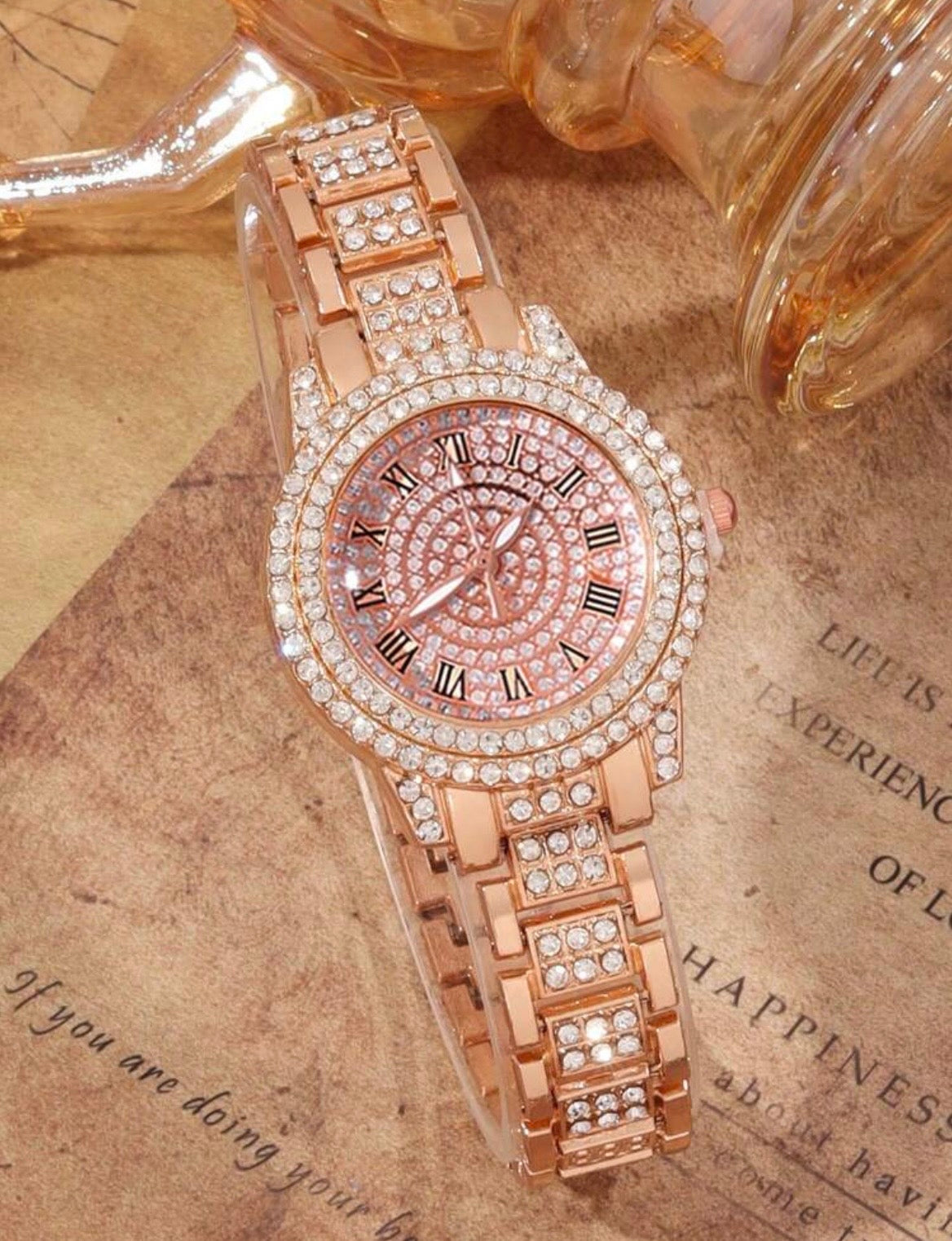 Rhinestone watch jewellery set