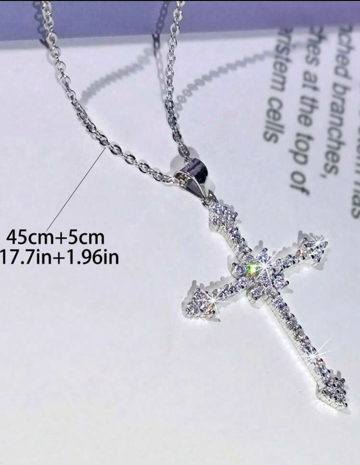 Fully rhinestoned star & cross necklace