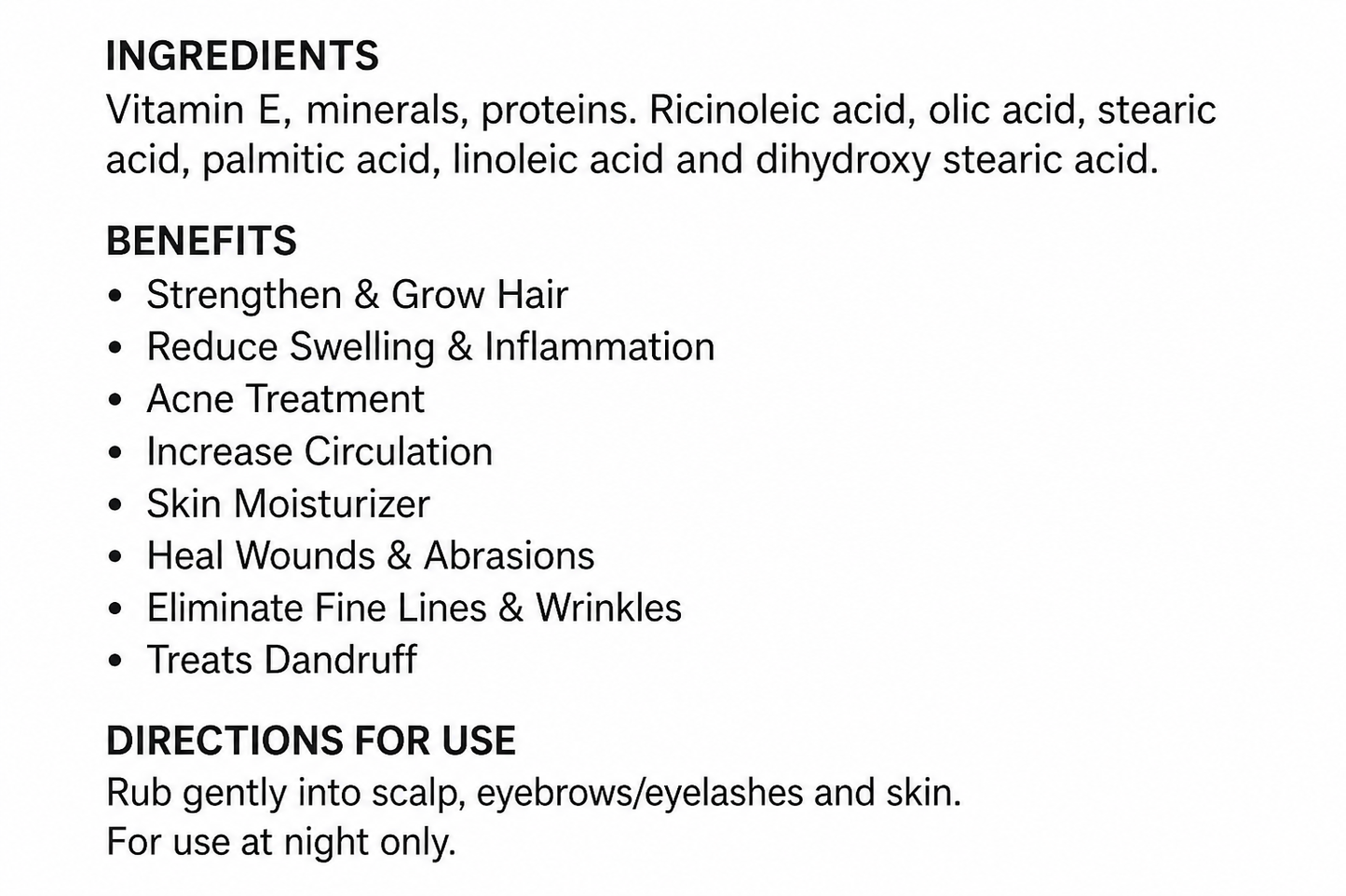 Castor oil serum