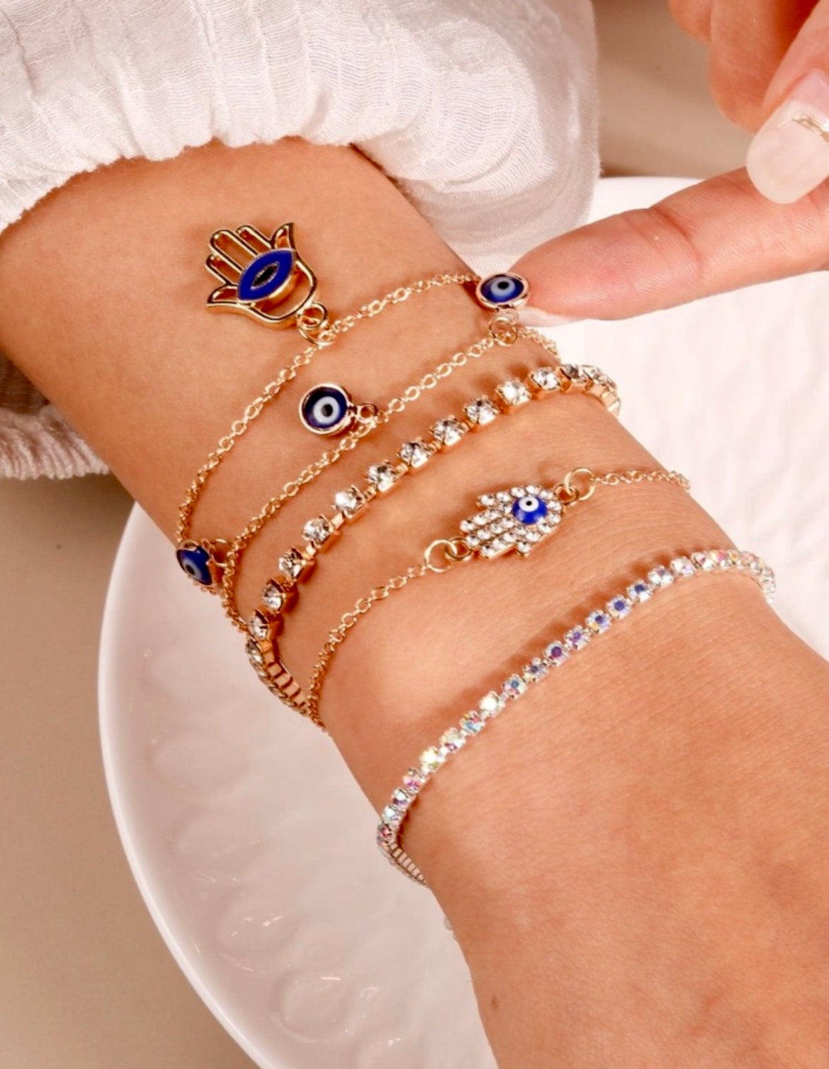 5pcs evil eye bracelet set