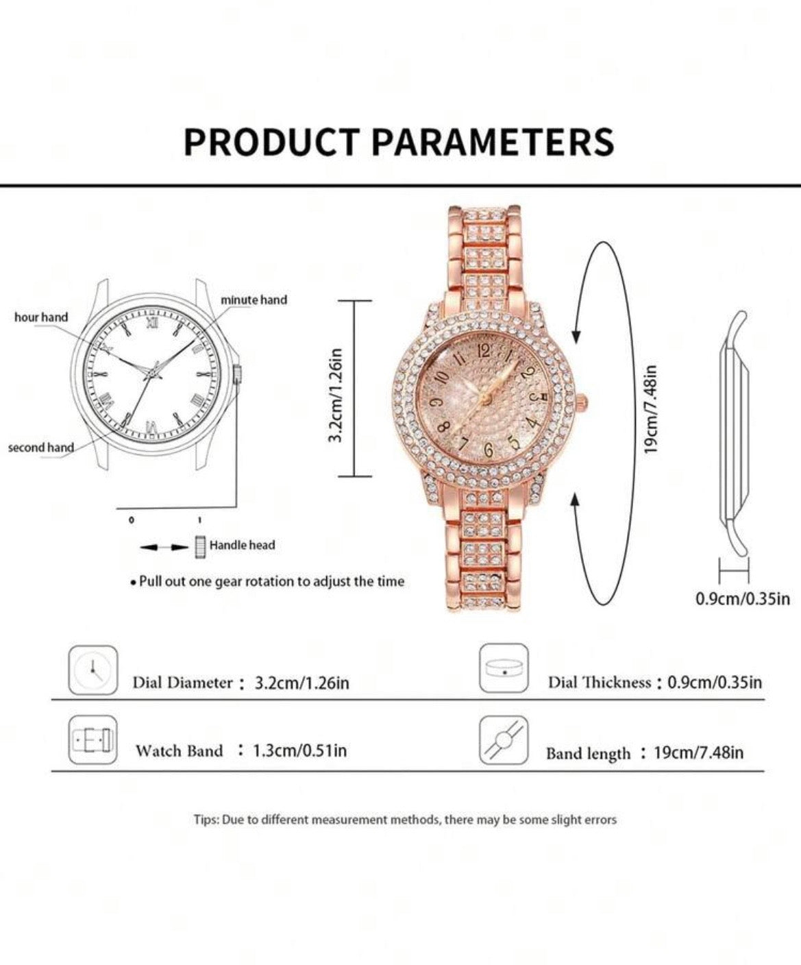 Rose gold diamond studded watch set