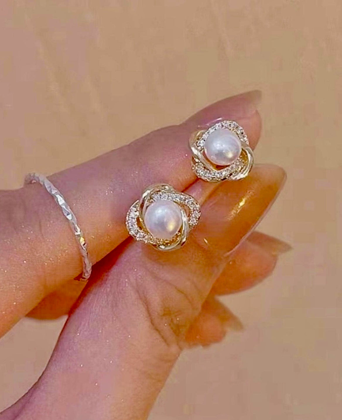 Korean faux pearl earrings