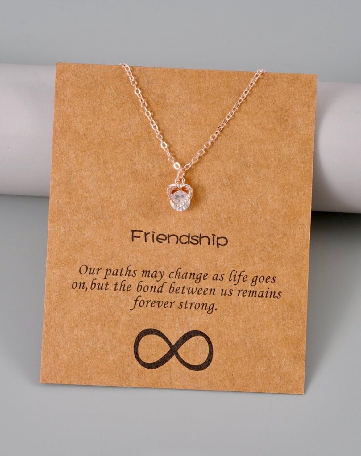 Friendship heart shaped crystal necklace
