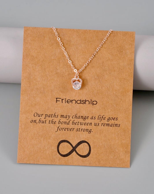 Friendship heart shaped crystal necklace