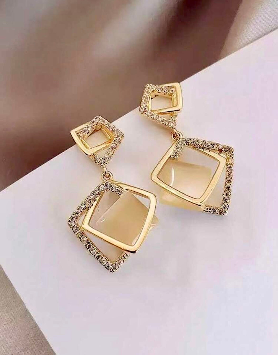 Geometric square drop earrings
