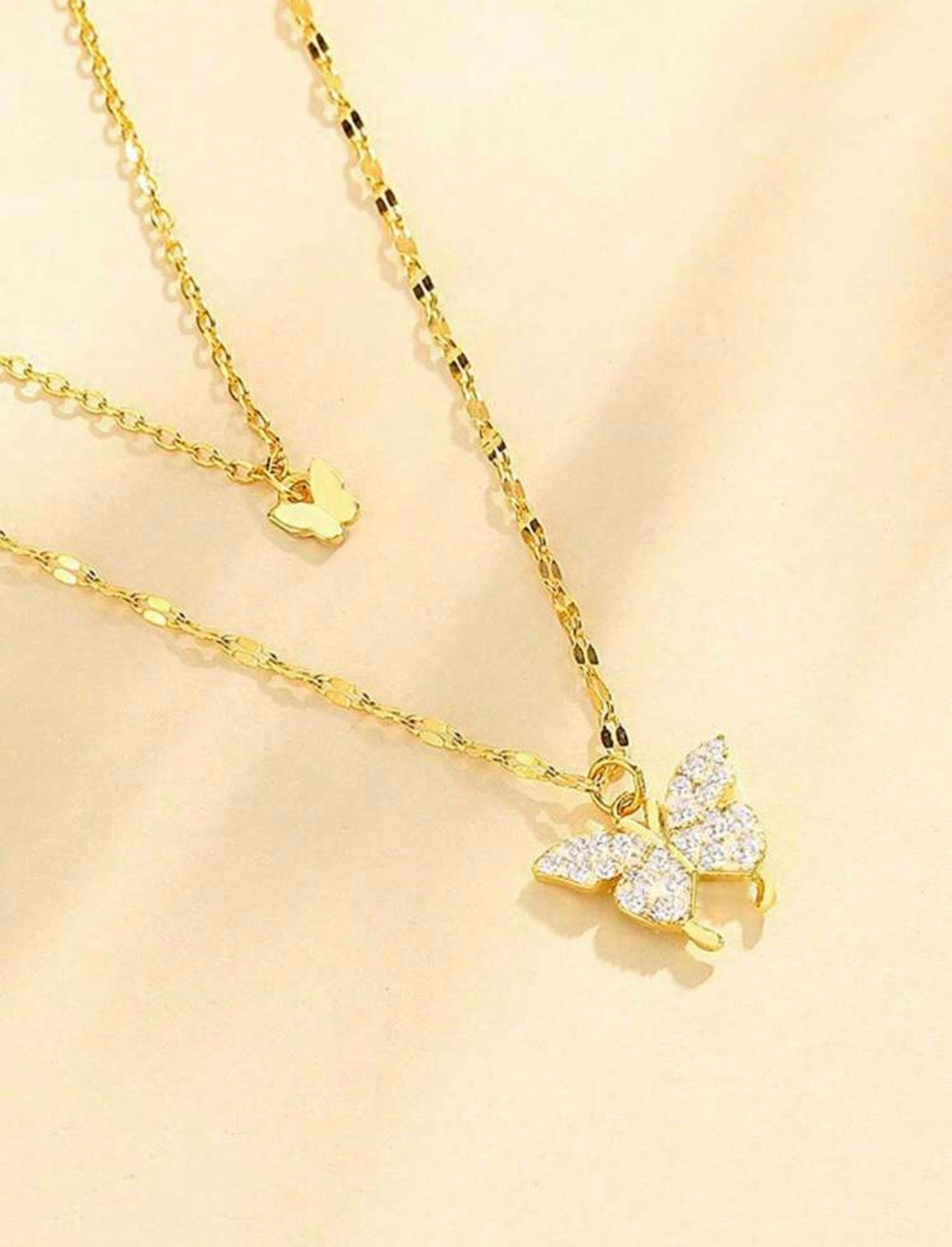 Double layer butterfly necklace