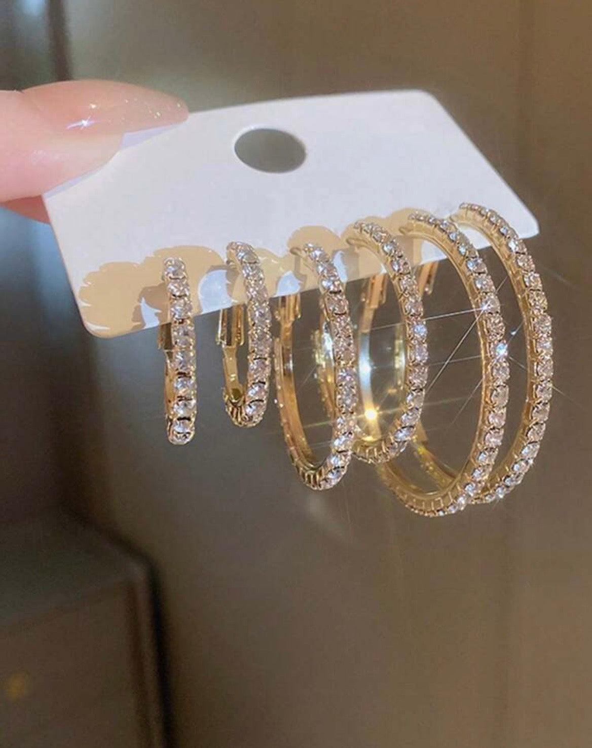 Shiny diamond hoop earrings