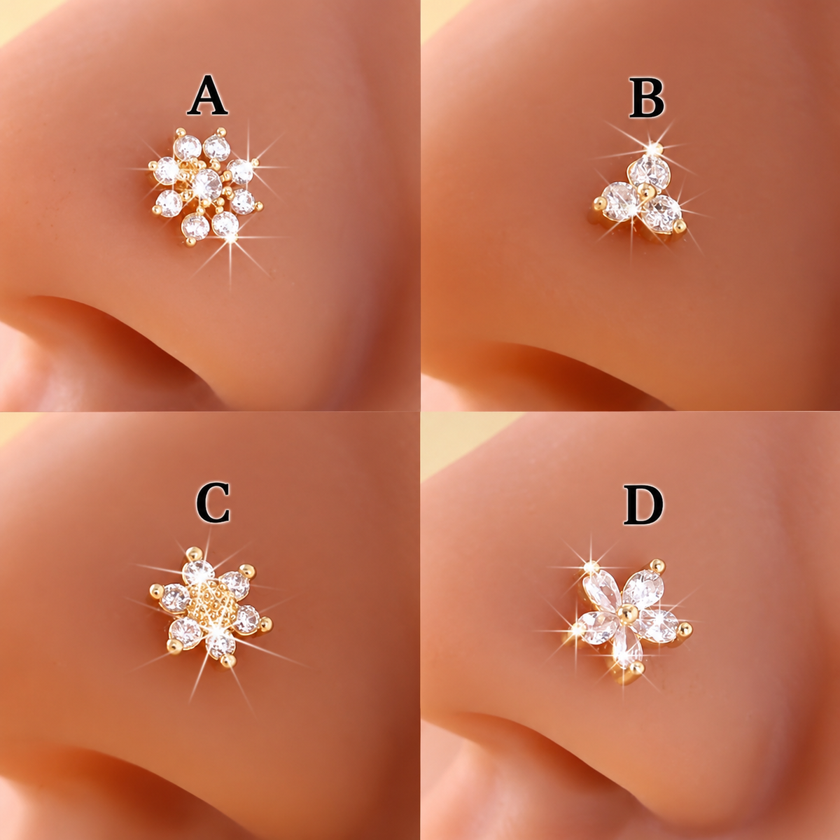 Flower stud nose rings