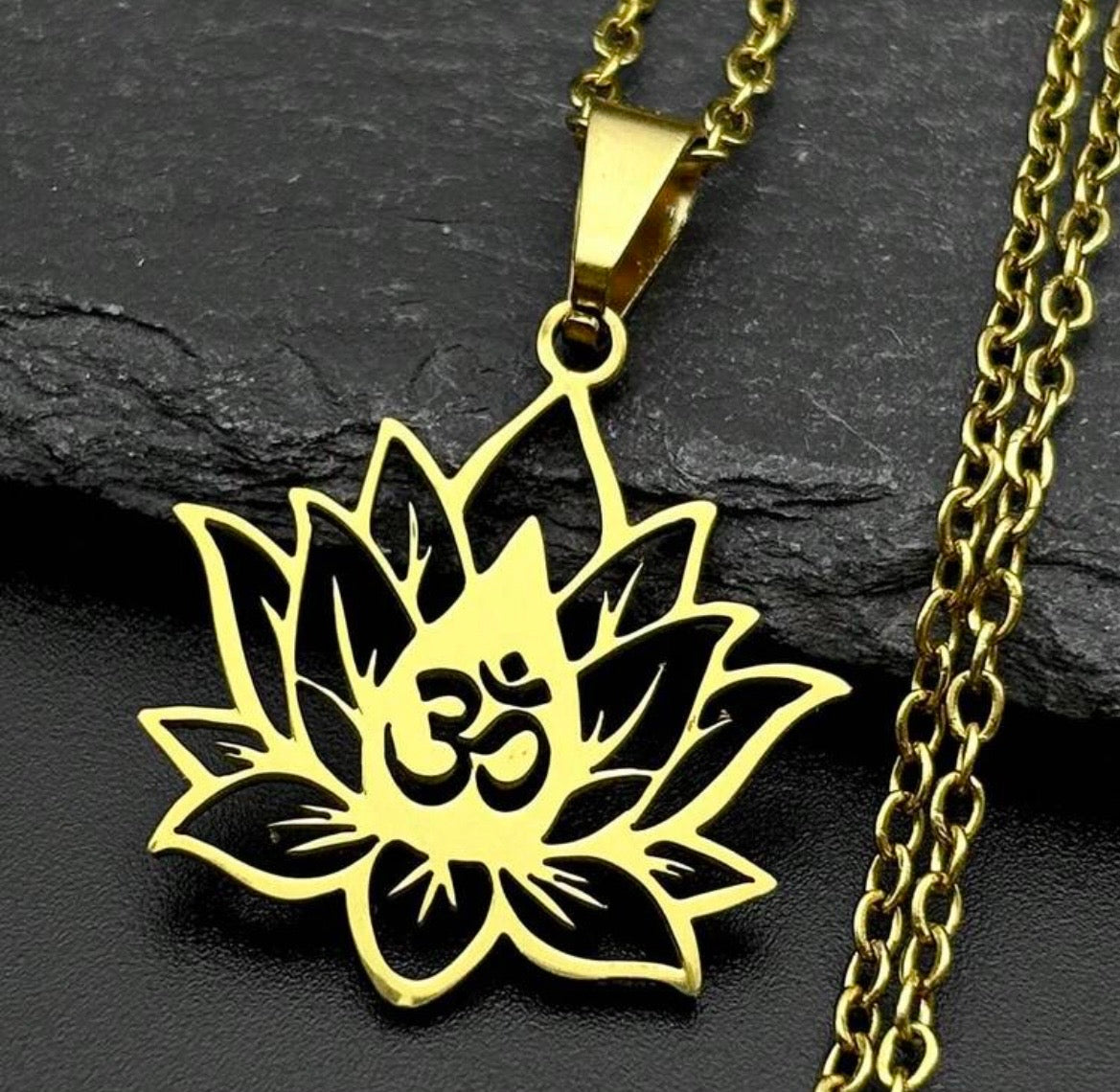 Om lotus flower necklace