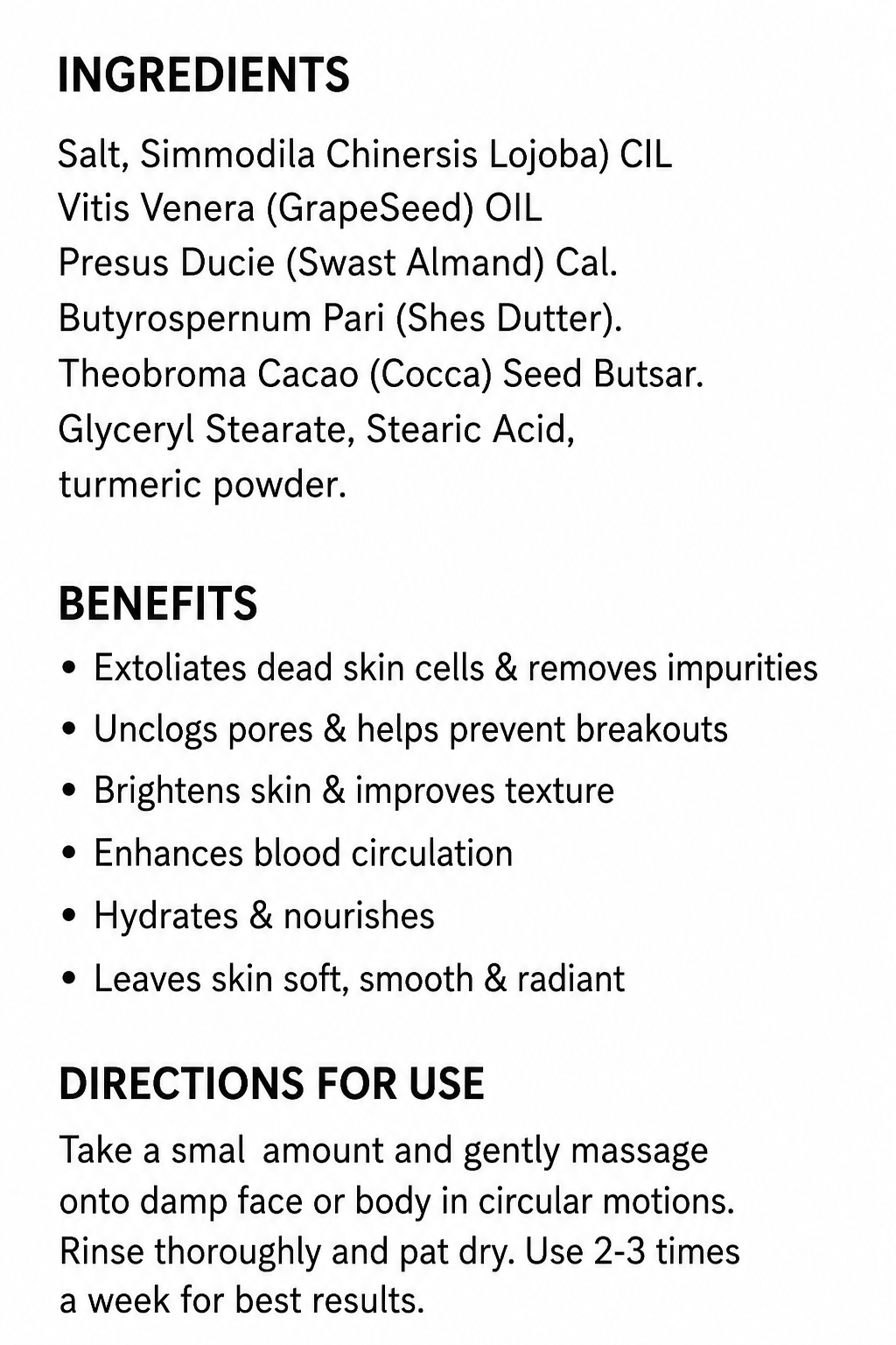Turmeric face & body scrub (New & improved formula)