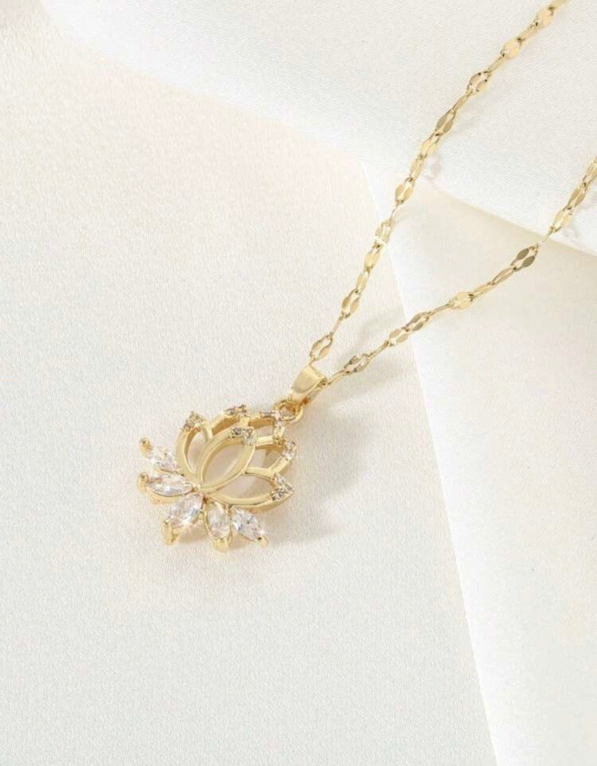 Lotus flower pendant necklace