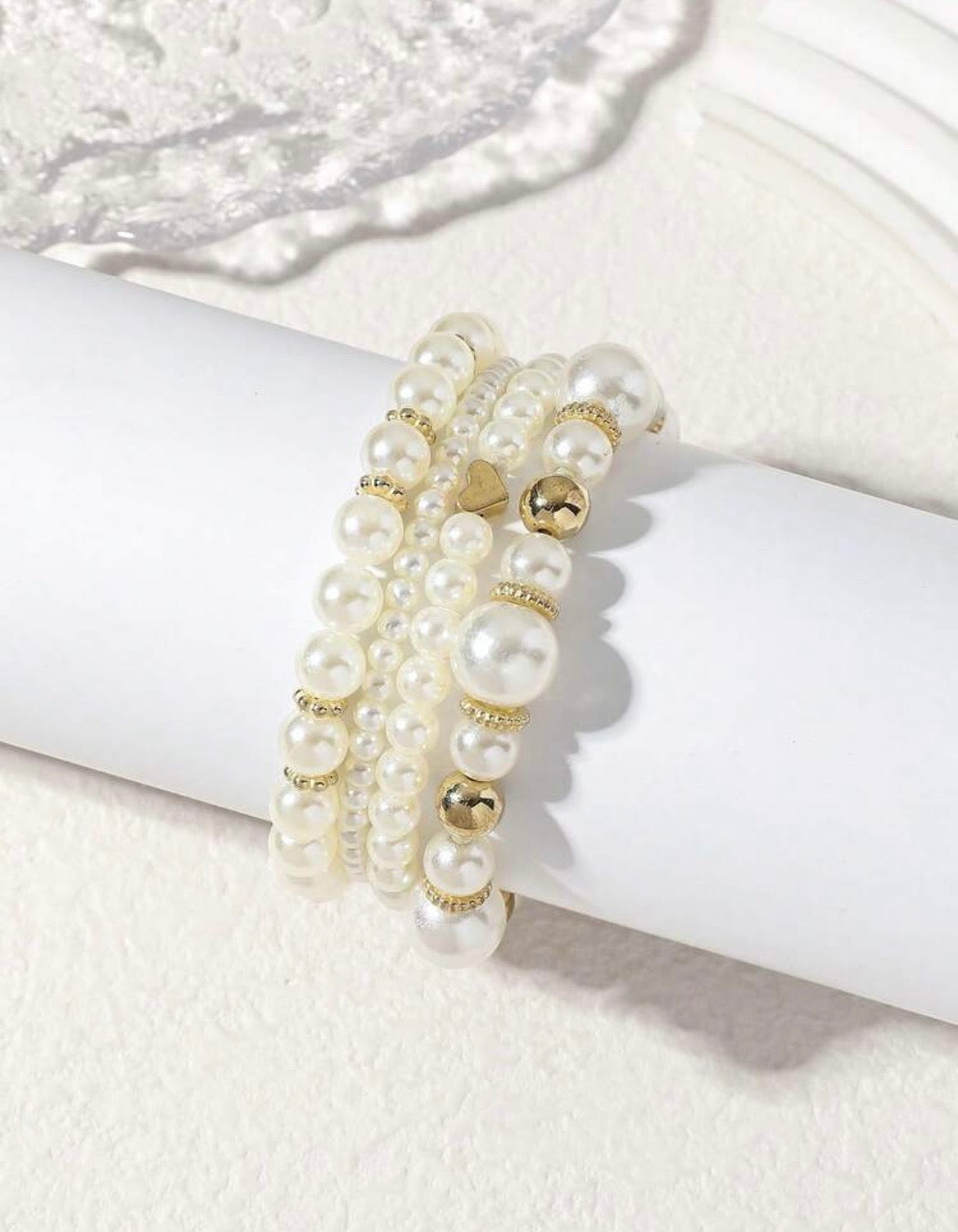 Vintage pearl beaded bracelet set