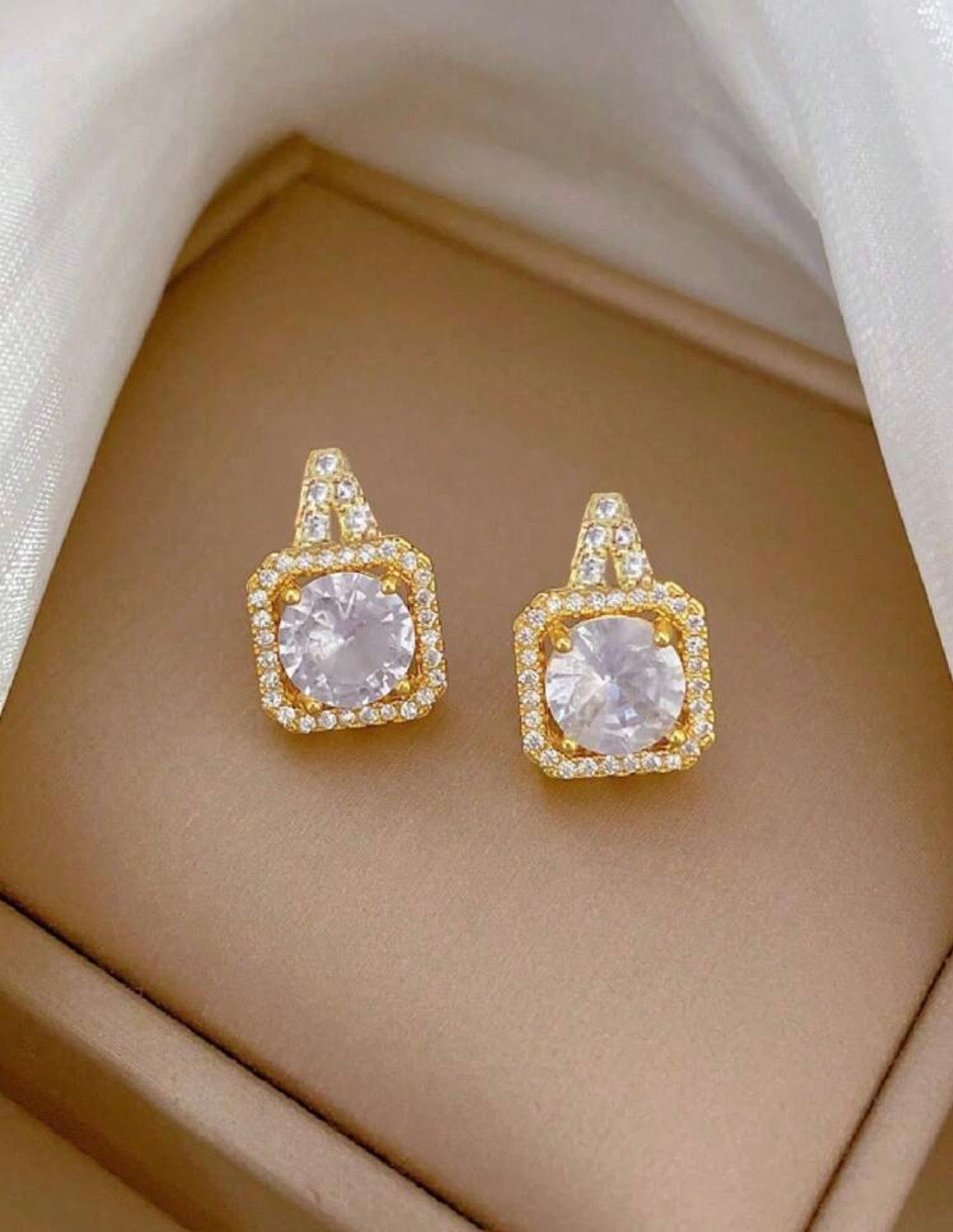 Square diamond bling necklace & earrings set
