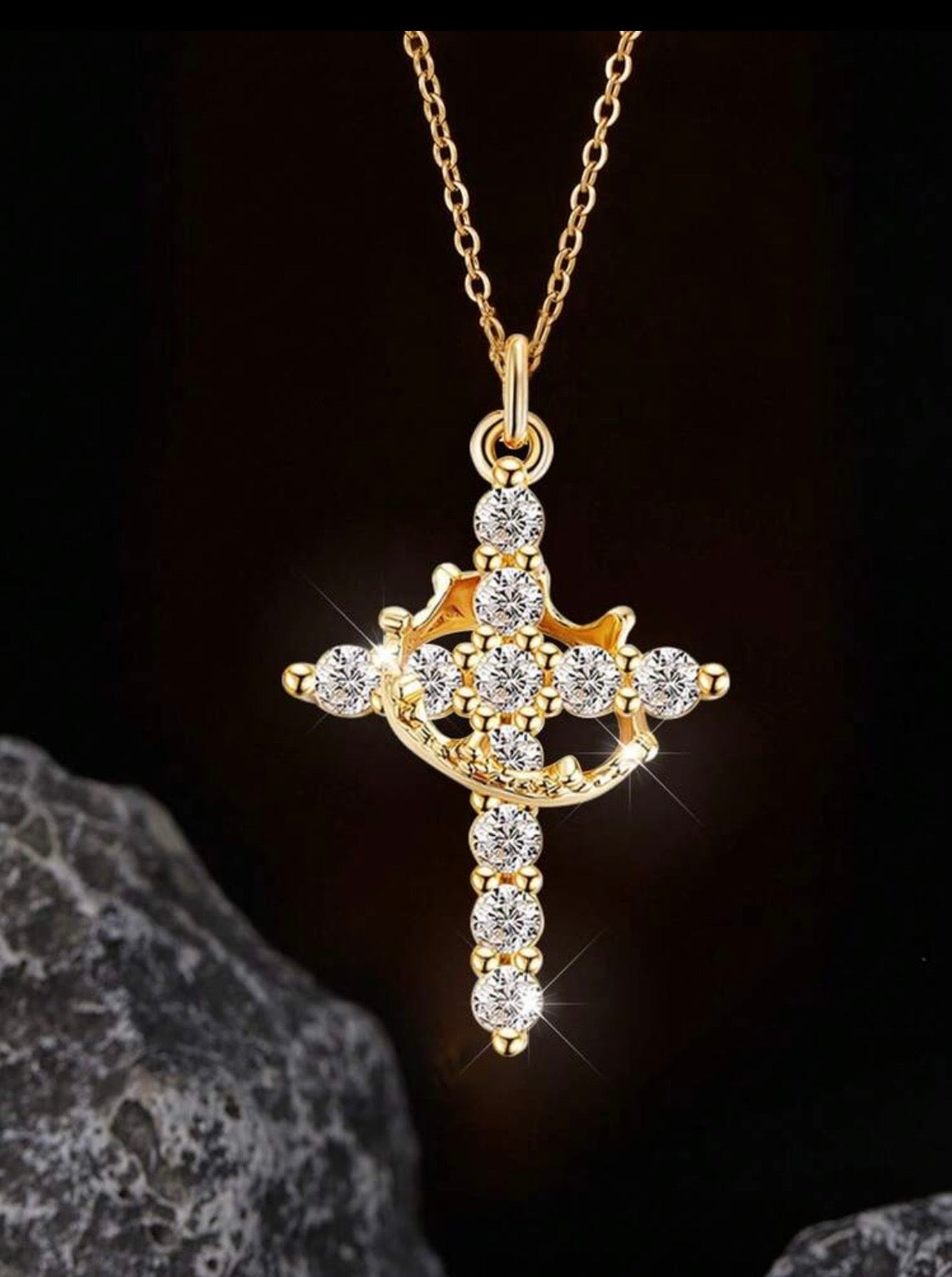 Crown cross necklace