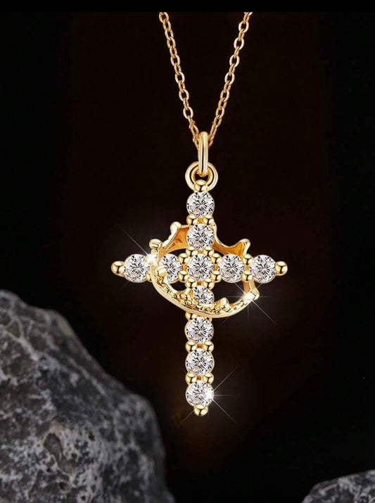 Crown cross necklace