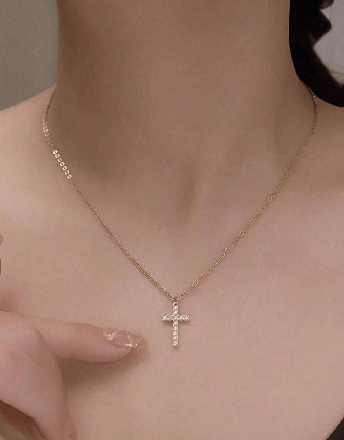 Rhinestone cross necklace