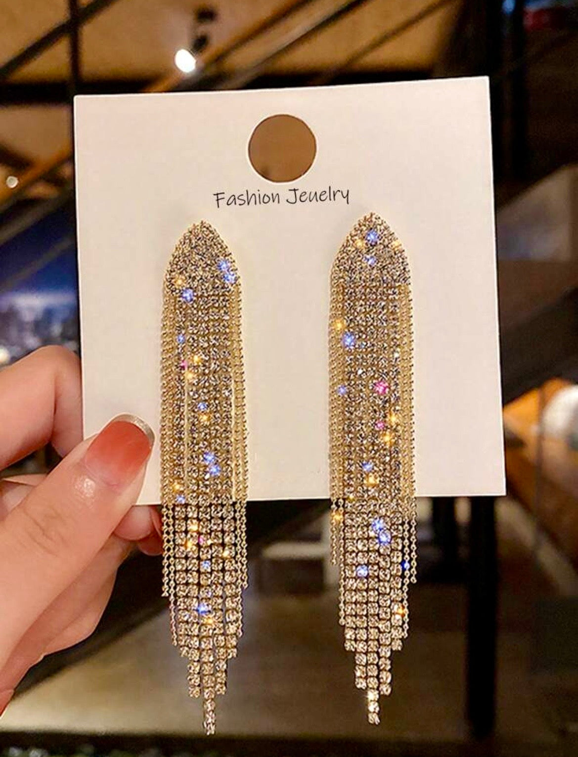 Gold tassel drop earrings