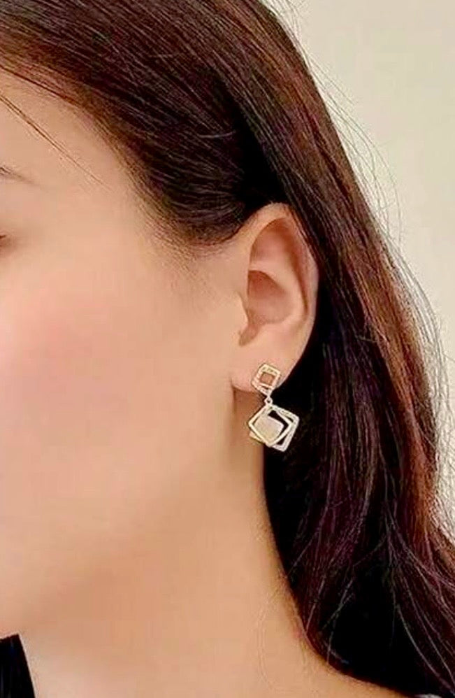Geometric square drop earrings