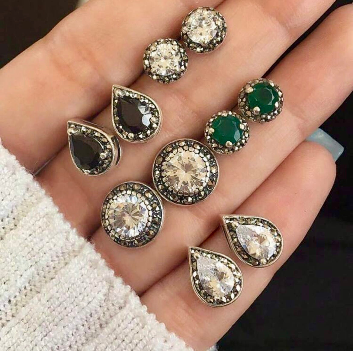 Gemstone stud earrings