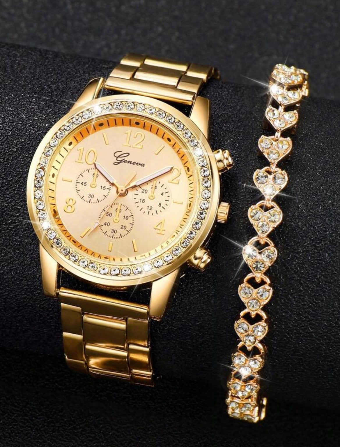 Watch & diamond bracelet set