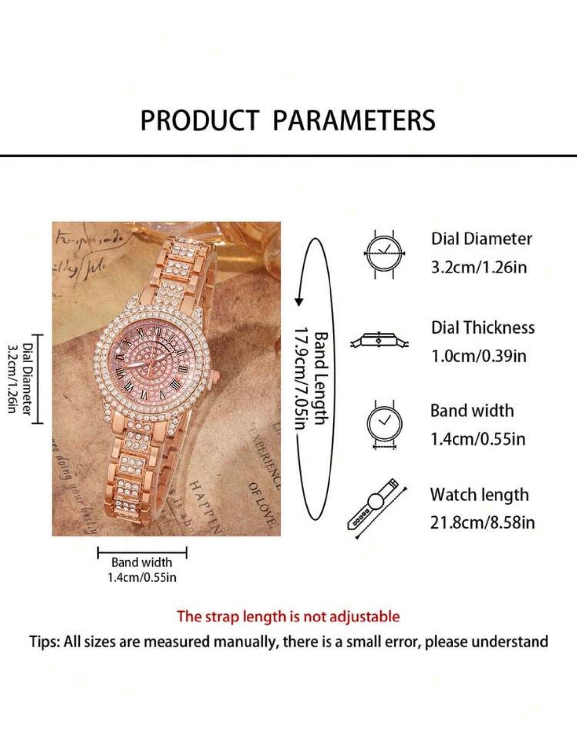 Rhinestone watch jewellery set