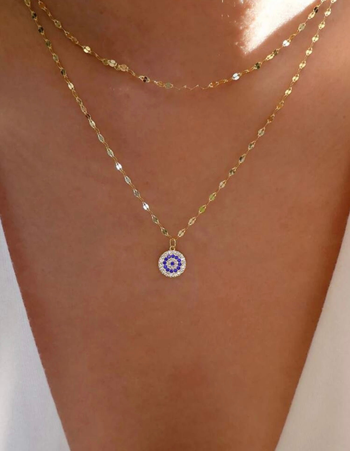 Evil eye double layered necklace