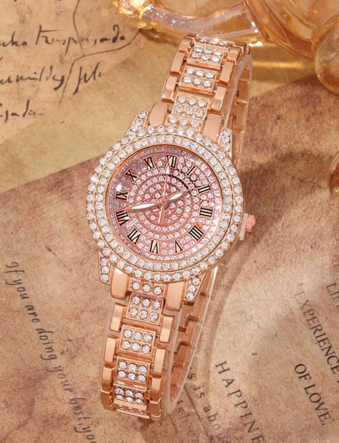 Rhinestone watch jewellery set