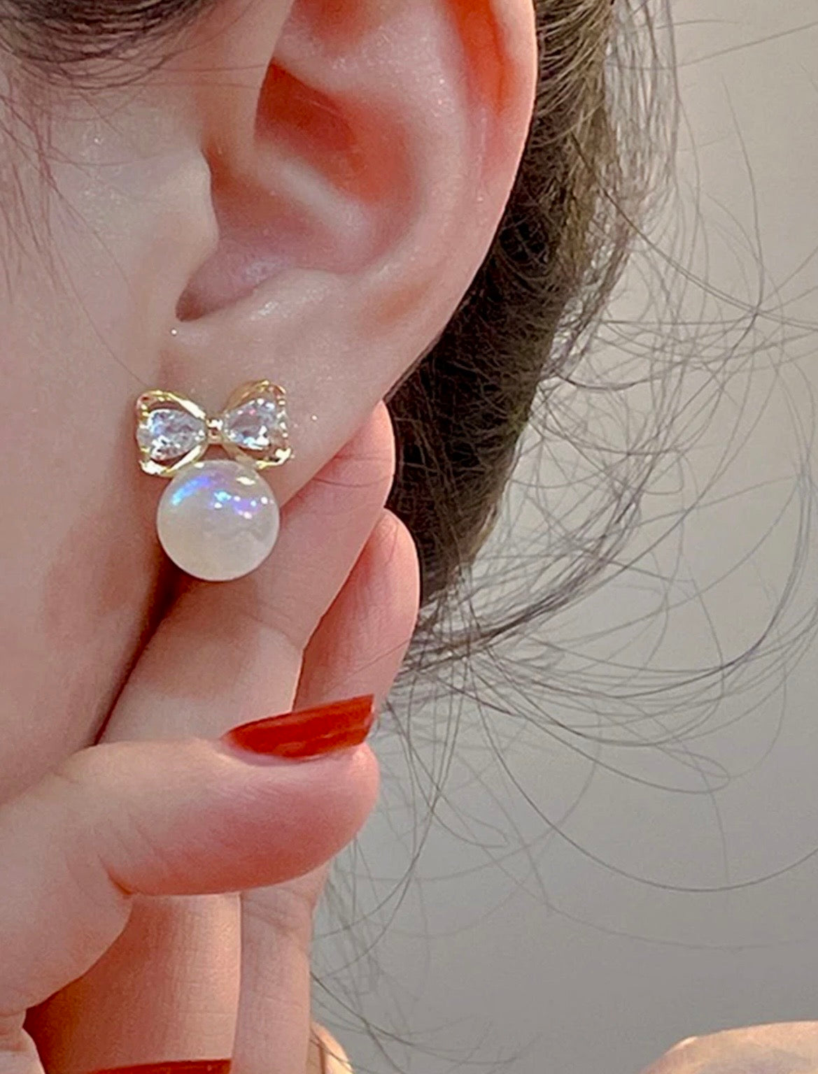 Bow knot pearl earrings