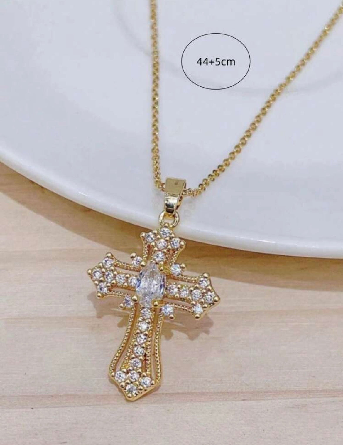 White diamond cross necklace