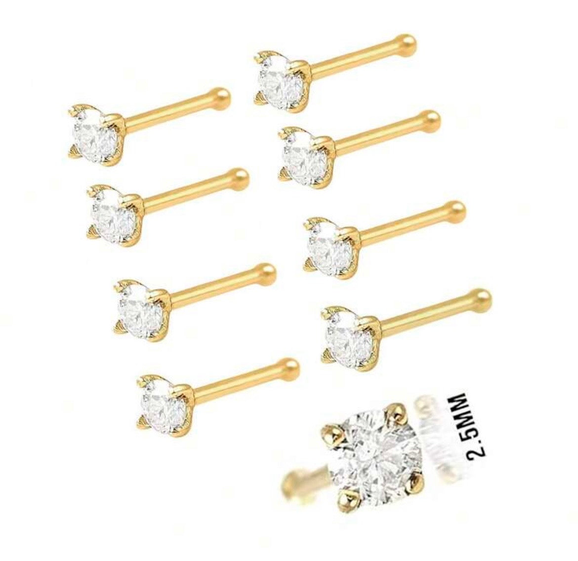 18k gold plated stud nose rings