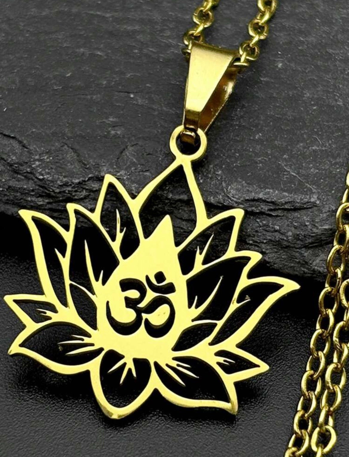 Om lotus flower necklace