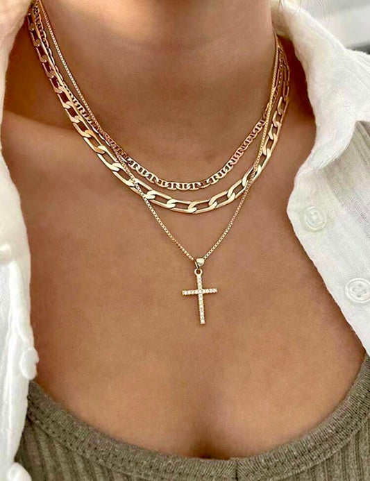 Layered cross necklace