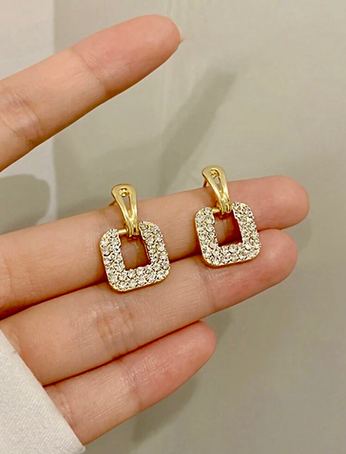 Rhinestone square earrings