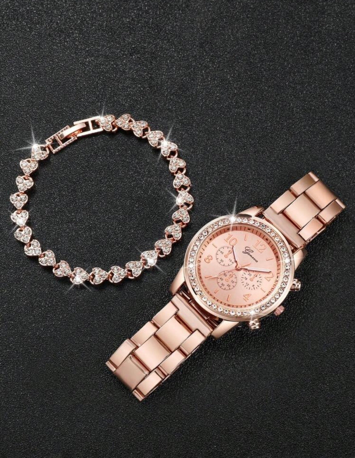 Watch & diamond bracelet set