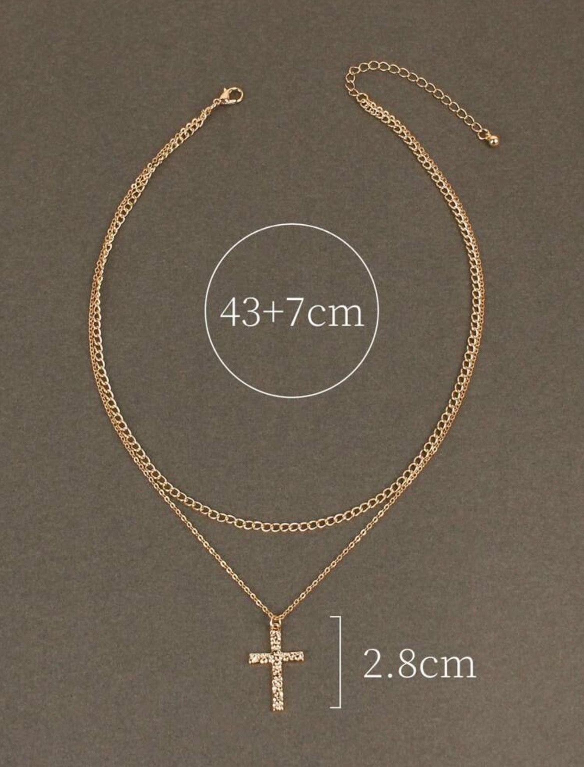 Double chain cross necklace