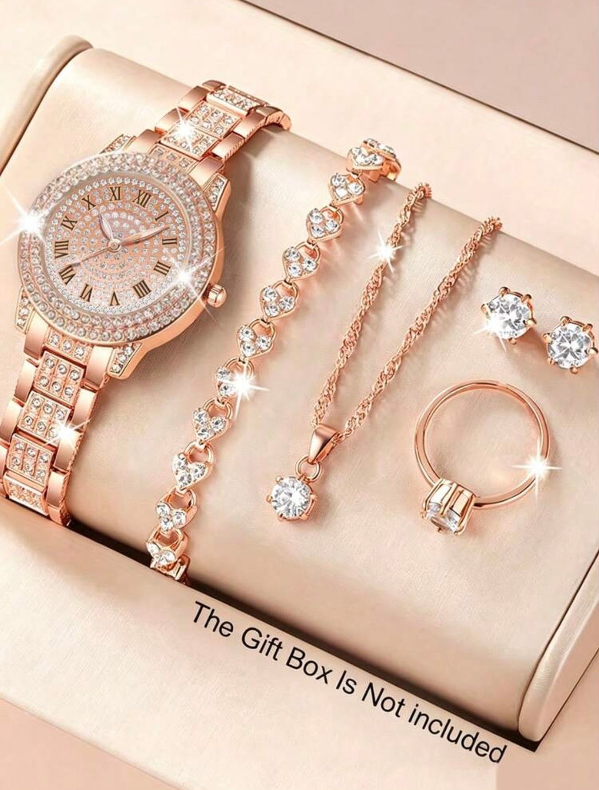 Rhinestone watch jewellery set