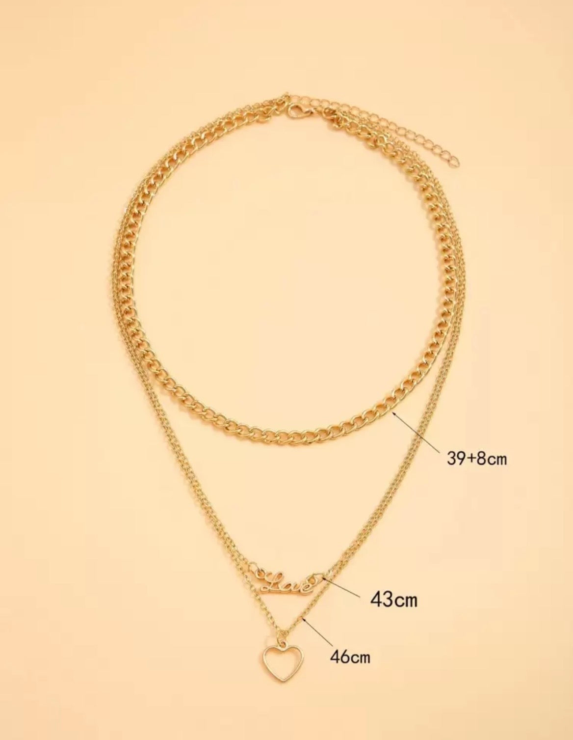 Layered heart love necklace
