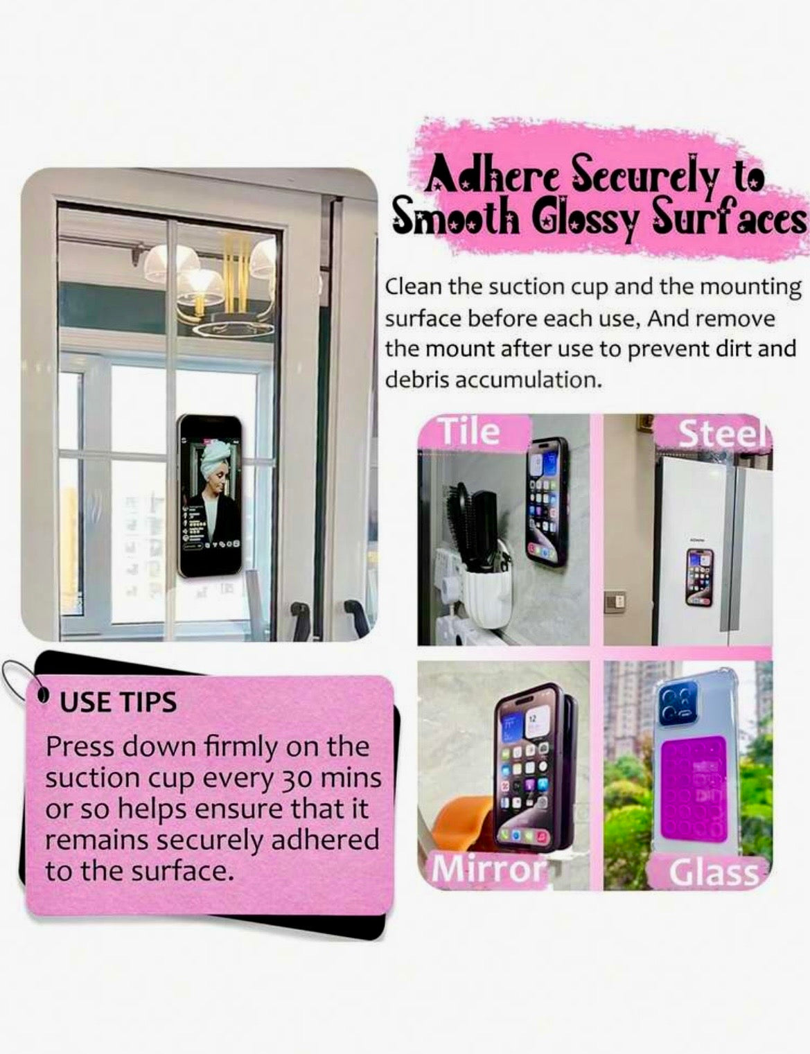 Silicone suction phone holder