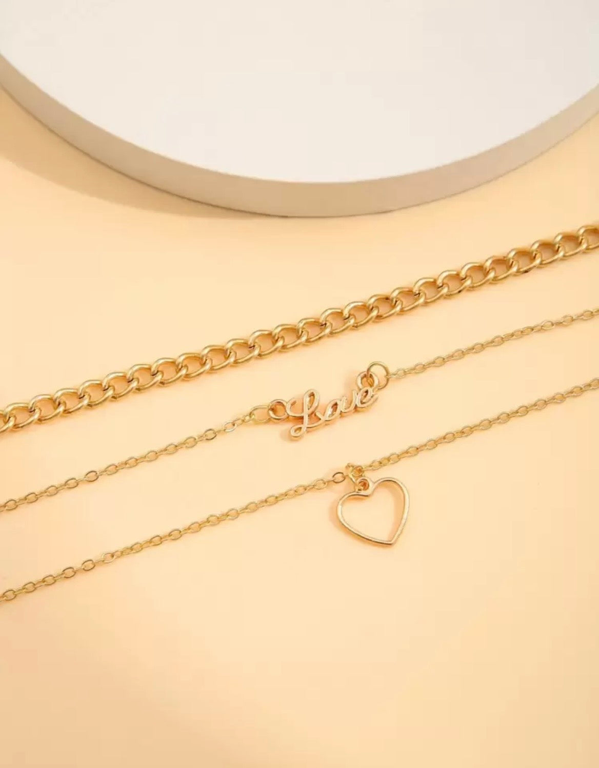 Layered heart love necklace