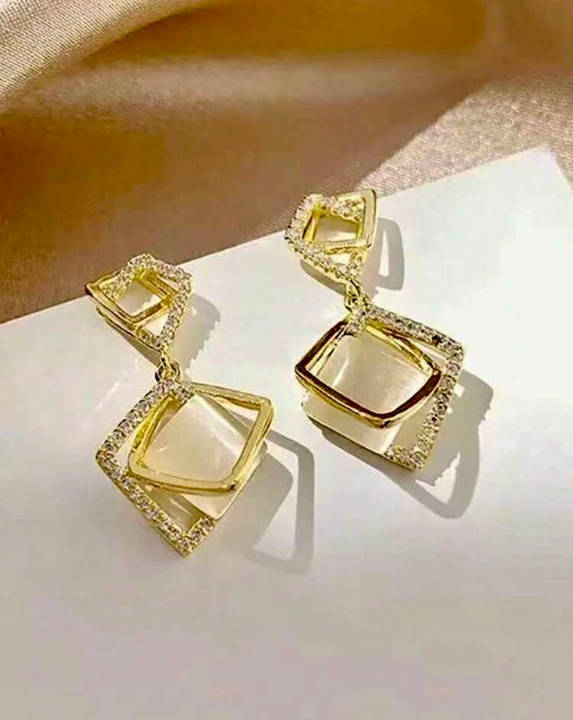 Geometric square drop earrings