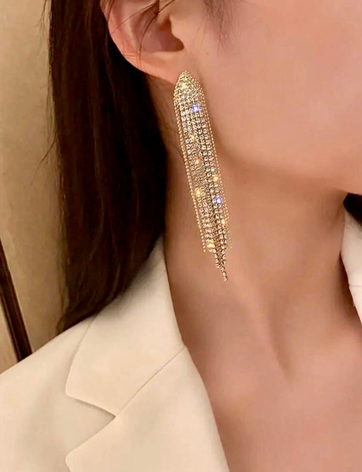 Gold tassel drop earrings